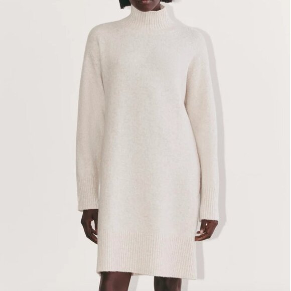 Everlane The Sweater Dress in Plush Cotton XS Heathered Oat - Picture 1 of 4